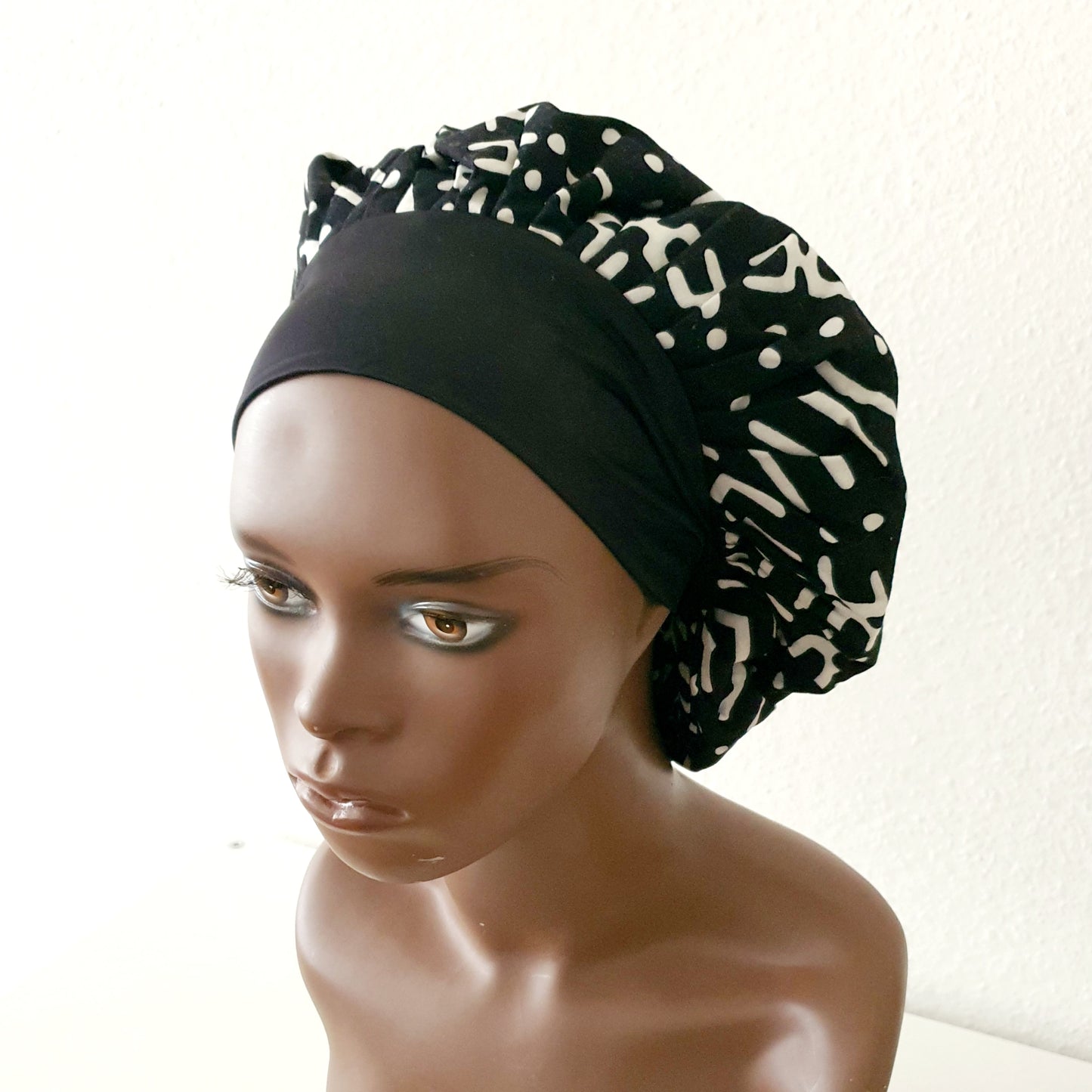 Bonnet turban noir/blanc